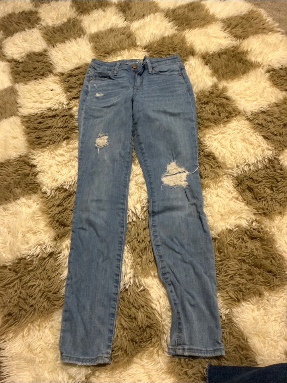 Universal Thread Light Blue Skinny Jeans with Distressed Knees